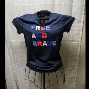 Reebok Youth Girls Free and Brave Short Sleeve Tee T-Shirt Navy Blue XL 16